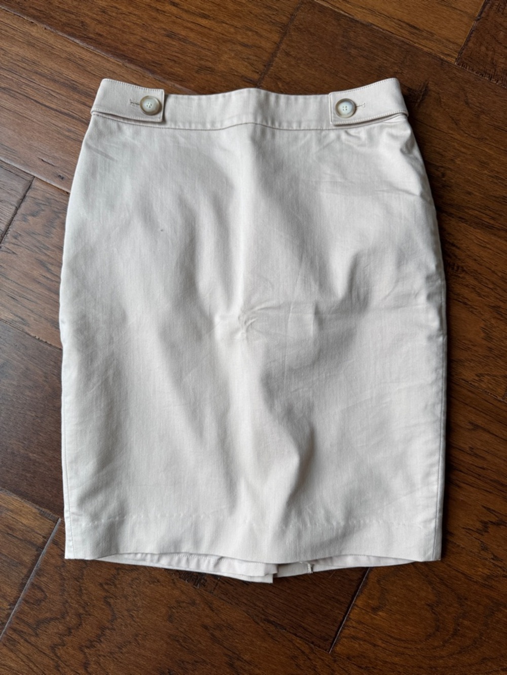 Ann Taylor Cream Pencil Skirt with Waist Button Detail
